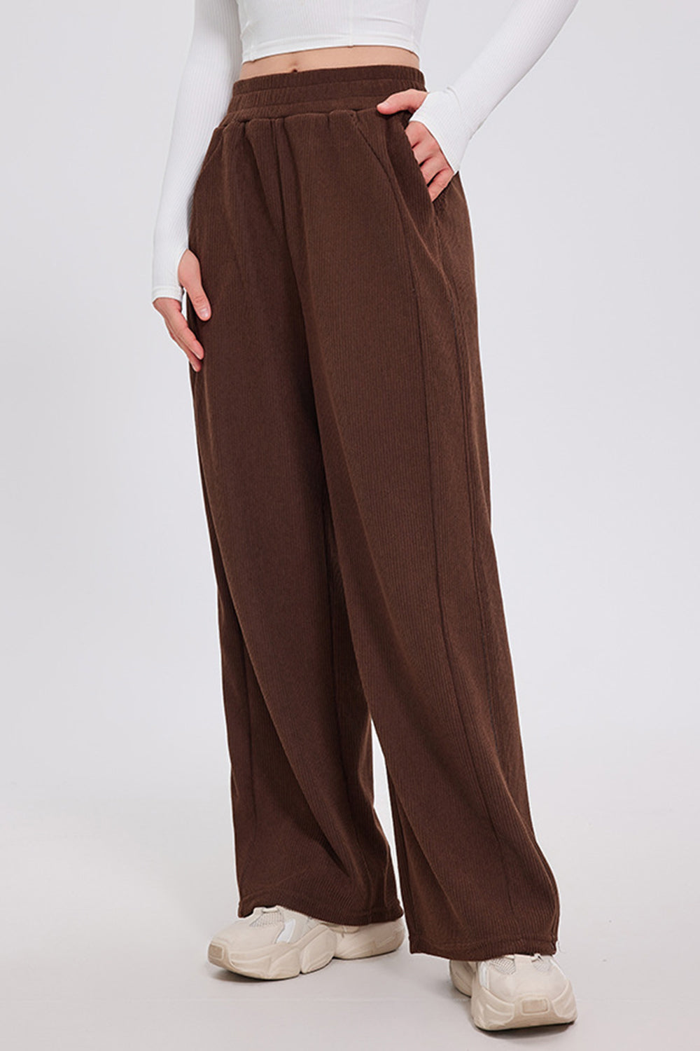 Basic Bae Elastic Waist Wide Leg Pants